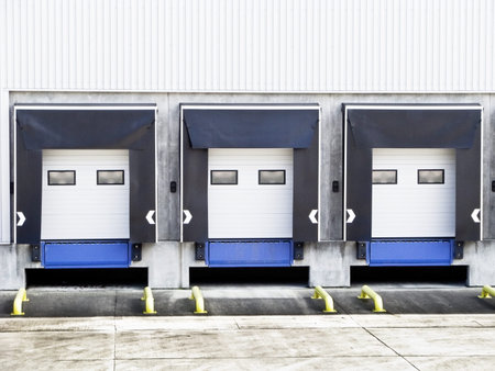 View to the three loading gates in the warehouse
