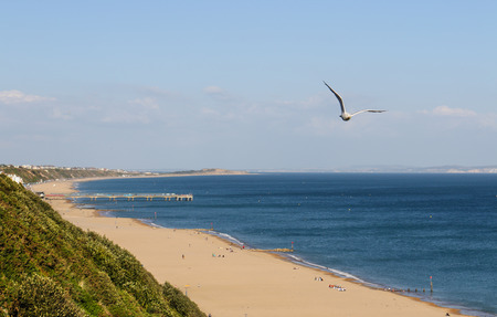 Dorset, Bournemouth beach. View from the top of the cliffsの写真素材
