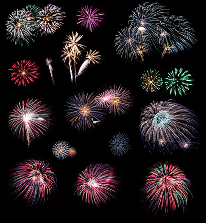 Real fireworks isolated on the black backgroundの写真素材