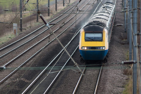 Diesel powered fast train in motion