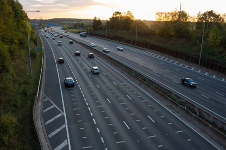London, UK - October 18, 2018: Evening heavy traffic on busiest British motorway M25