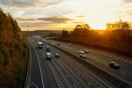 London, UK - October 18, 2018: Evening heavy traffic on busiest British motorway M25のeditorial素材
