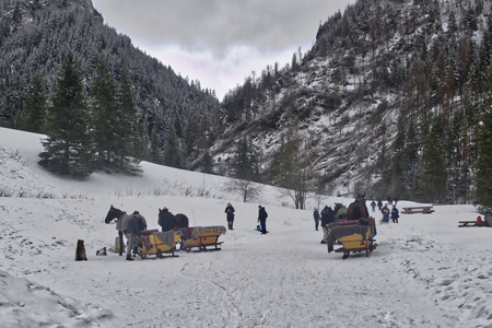 hiking trips and highland sleighs in the Tatrasのeditorial素材