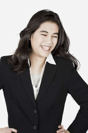Beautiful young woman in business suitの写真素材