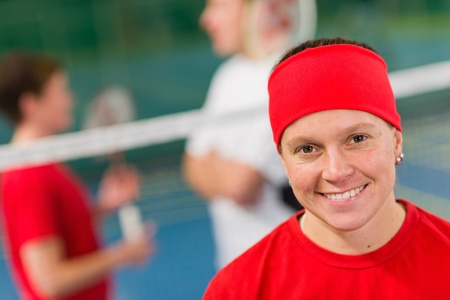 Player group with focus on girl standing in front.の写真素材