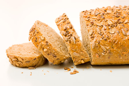 Three slices of healthy whole grain bread.