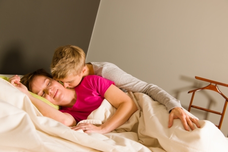 Lesbian give a kiss for her dear early in the morning and she wokeの写真素材