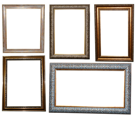 set of beautiful frames for paintings isolated on white background