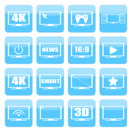 TV icons vector set. TV screens on a white background. TV isolated silhouettes. Modern TV symbols.のイラスト素材