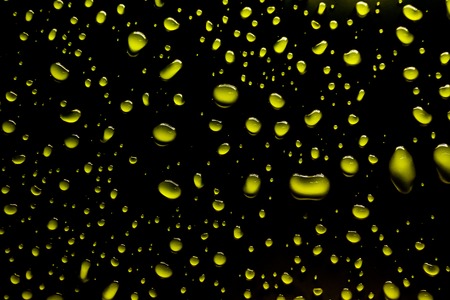 Water drops on yellowの写真素材