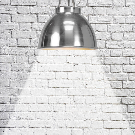 ceiling lamps on brick wall backgroundの写真素材