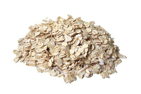 Close-up of oatmeal isolated on white background