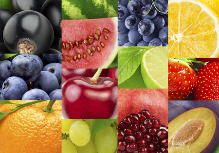 Fresh color fruits and vegetables. Healthy food conceptの写真素材