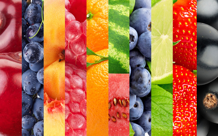 Fresh color fruits and vegetables. Healthy food conceptの写真素材