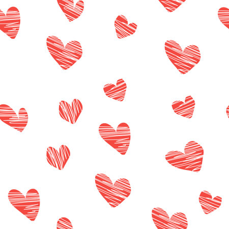 Hearts of different sizes, seamless pattern.