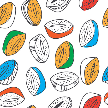 A Seamless abstract fruit background, Scandinavian style, symbolic food with multi-colored drops, abstractのイラスト素材