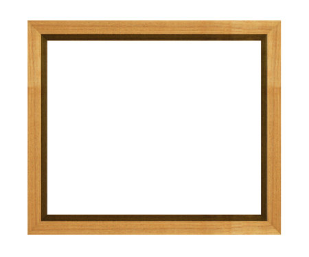wide brown wooden frame for pictures and photos isolated on white background