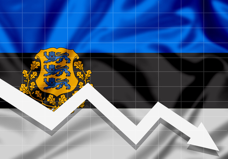 EU Flag Estonia down arrow, the concept of failuresの写真素材
