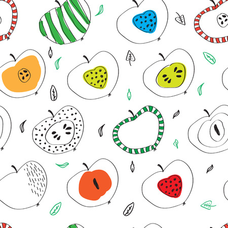 the pattern of colorful apples in the Scandinavian style. used for design.のイラスト素材