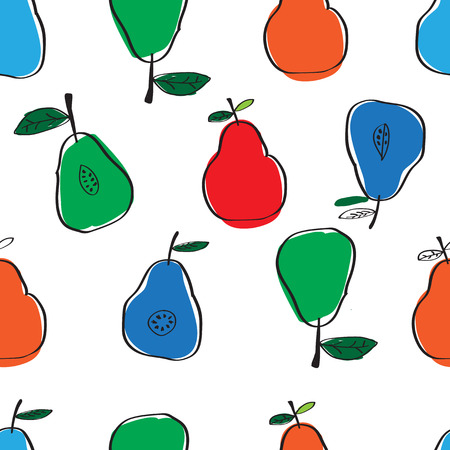 the pattern of colorful pears in the Scandinavian style. used for design and manufacture of clothing.のイラスト素材