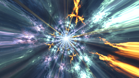 Space-time curvature, flight into a black hole, event horizon, space abstract compositionの写真素材