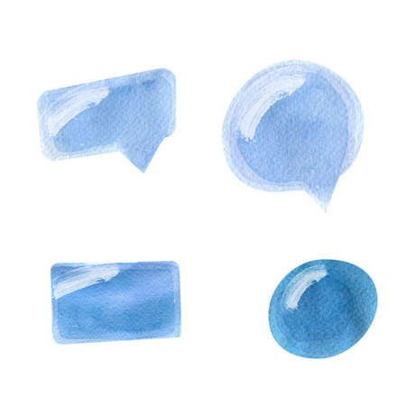 Speak bubbles .Hand Drawn watercolor illustration. Isolated on a white background.の写真素材