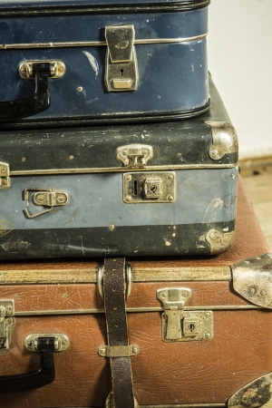 beautiful old blue and brown suitcases - retro styleの写真素材