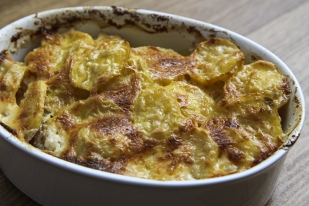 meal from potatoes and meat in the bowl or potの写真素材