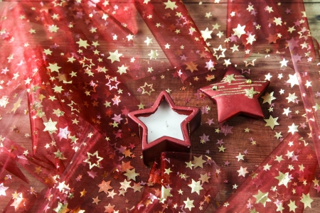 beautiful christmas decoration - red candle の写真素材