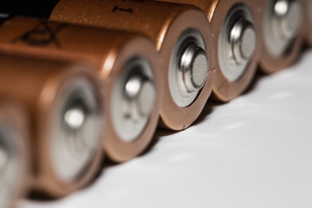 Stack of used batteriesの写真素材