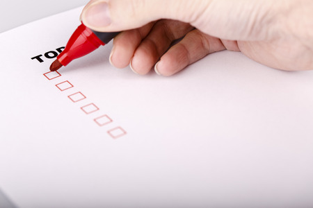 To Do list with check marks isolated on whiteの写真素材