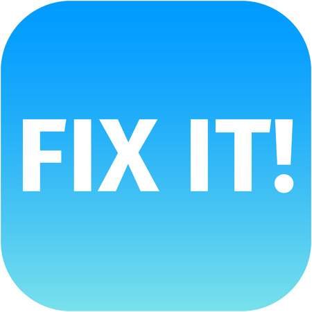 A blue button or icon with the words Fix It - for phone app or webの写真素材