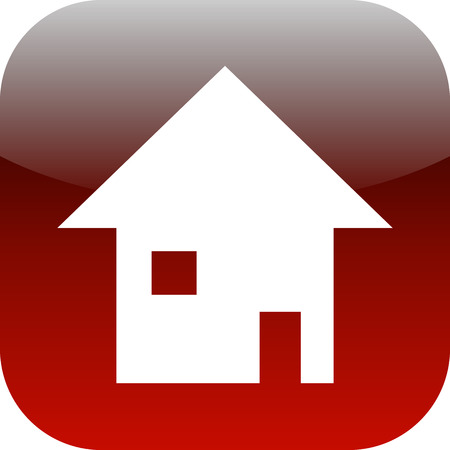 red and white home icon on square internet or phone app button の写真素材