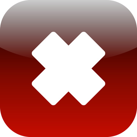 red and white times, x, cross icon or button for phone web appの写真素材
