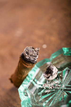 Expensive hand rolled cigar on a while backgroundの写真素材