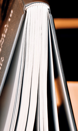 Closeup of pages of an open bookの写真素材