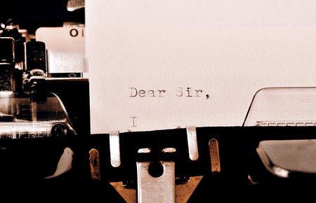 Letter with a title Dear Sir typed on old typewriterの写真素材
