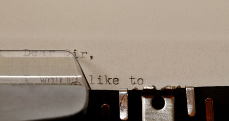 Letter with a title Dear Sir typed on old typewriterの写真素材