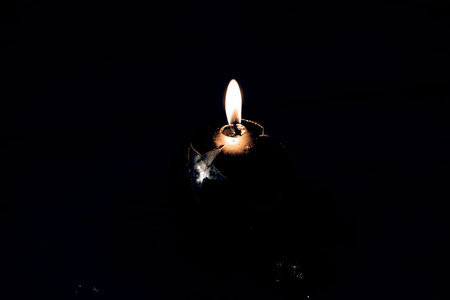 beautiful christmas decoration candle - on the wooden floor