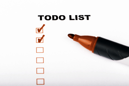 To Do list with check marks isolated on whiteの写真素材