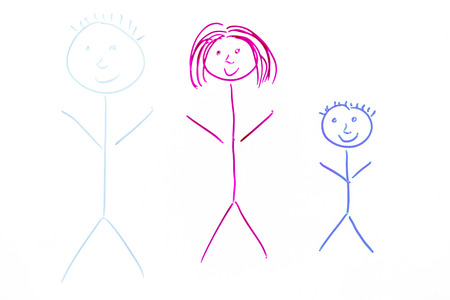 picture of family - child art on whiteの写真素材