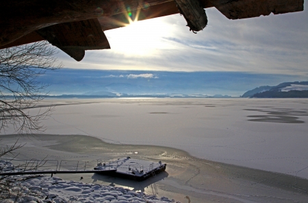 Winter country - Lipotvska Mara, water basin - Slovakia の写真素材