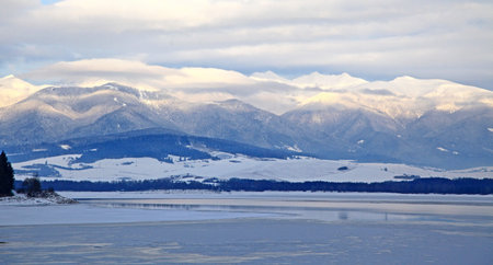 Winter country - Lipotvska Mara, water basin - Slovakia の写真素材