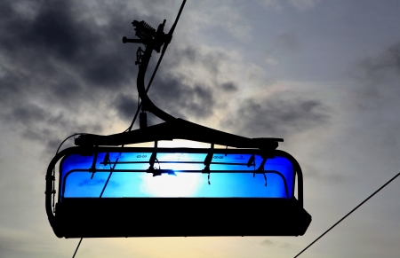 Blue cableway in Tatranska Lomnica - High Tatras mountain, Slovakia の写真素材