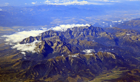 Beautiful High Tatras mountains at Slovakia from airplane Boeing 737-800