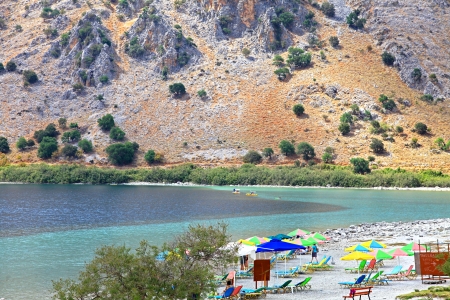 KOURNAS, GREECE - SEPTEMBER 7  Lake Kournas near village Kournas at island Crete on September 7, 2013 in Kournasのeditorial素材