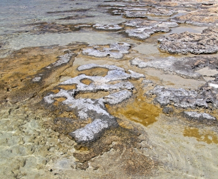 Shallow clear sea with pink sand beach at Elafonisi, Crete - Greeceの写真素材