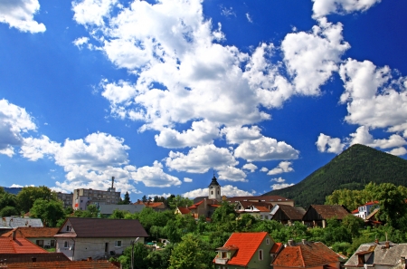 Small town Ruzomberok in Slovakiaの写真素材
