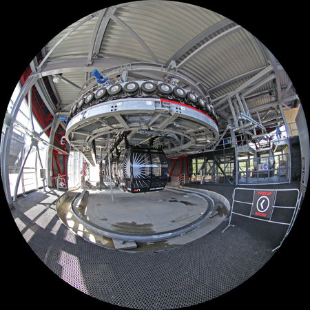 Inside ropeway Funitel in Low Tatras mountains, Slovakia