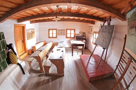 PRIBYLINA, SLOVAKIA - JANUARY 4  Interior of typical historical Slovakian old school at Pribylina on January 4, 2014 in Pribylinaのeditorial素材